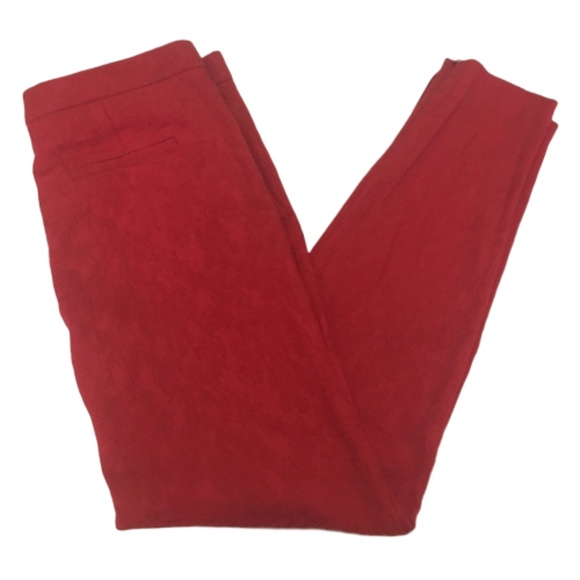 Zara Red Jacquard Trousers - Picture 2 of 5